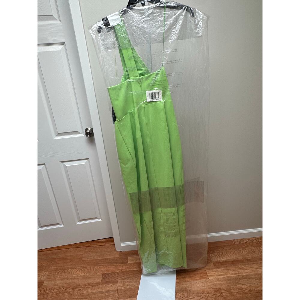 Aidan Mattox Lime Green One-Shoulder Maxi Dress - Picture 5 of 9